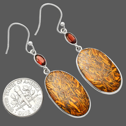 Coquina Fossil Jasper & Garnet Earrings E-1002 SDE82192