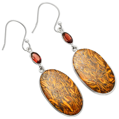 Coquina Fossil Jasper & Garnet Earrings E-1002 SDE82192