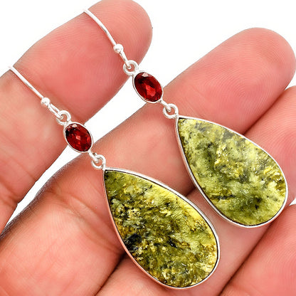 Natural Serpentine & Garnet Earrings E-1002 SDE82198
