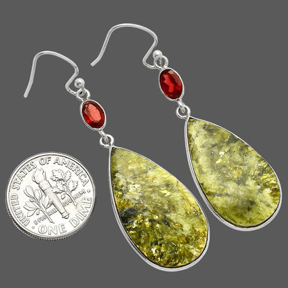 Natural Serpentine & Garnet Earrings E-1002 SDE82198