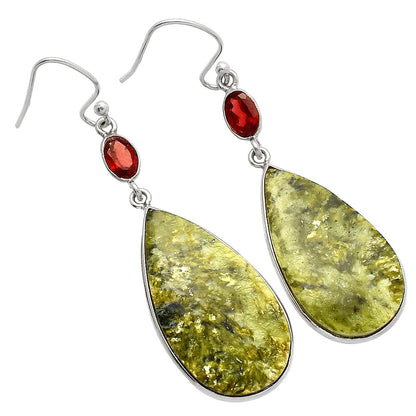 Natural Serpentine & Garnet Earrings E-1002 SDE82198