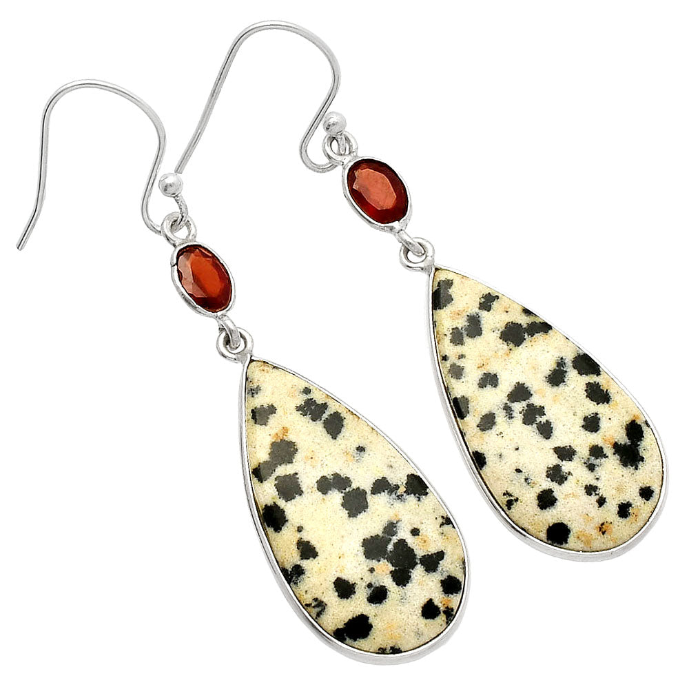 Natural Dalmatian & Garnet Earrings E-1002 SDE82203