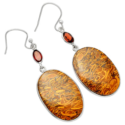 Coquina Fossil Jasper & Garnet Earrings E-1002 SDE82204