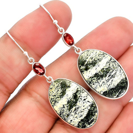 Natural Chrysotile & Garnet Earrings E-1002 SDE82210