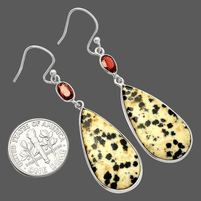 Natural Dalmatian & Garnet Earrings E-1002 SDE82217