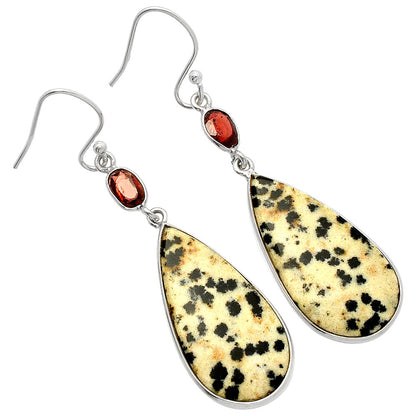 Natural Dalmatian & Garnet Earrings E-1002 SDE82217