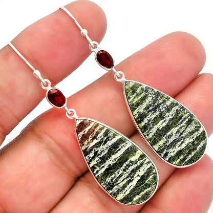 Natural Chrysotile & Garnet Earrings E-1002 SDE82233