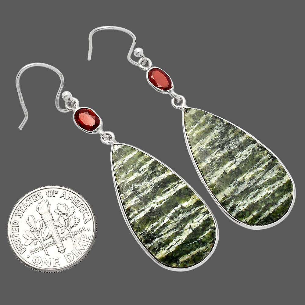 Natural Chrysotile & Garnet Earrings E-1002 SDE82233
