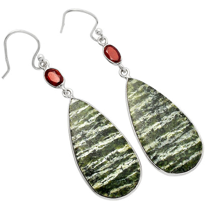 Natural Chrysotile & Garnet Earrings E-1002 SDE82233