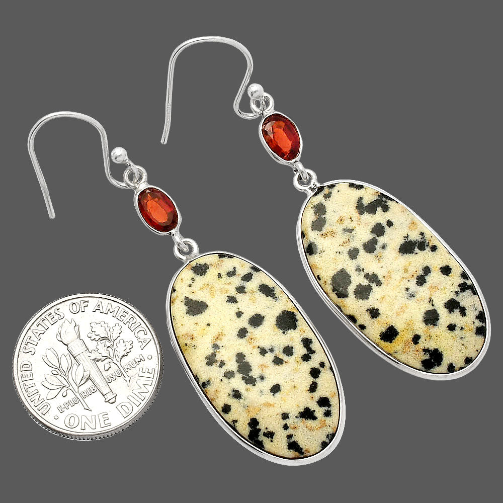 Natural Dalmatian & Garnet Earrings E-1002 SDE82250