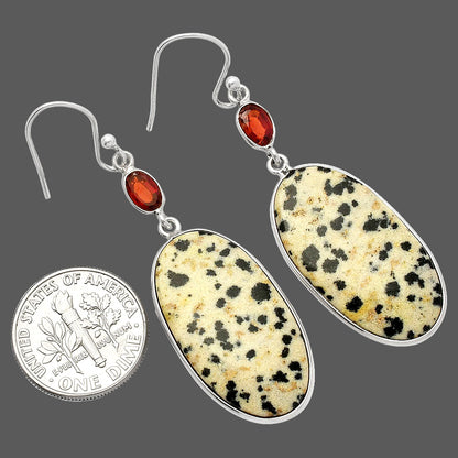 Natural Dalmatian & Garnet Earrings E-1002 SDE82250