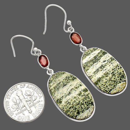 Natural Chrysotile & Garnet Earrings E-1002 SDE82253