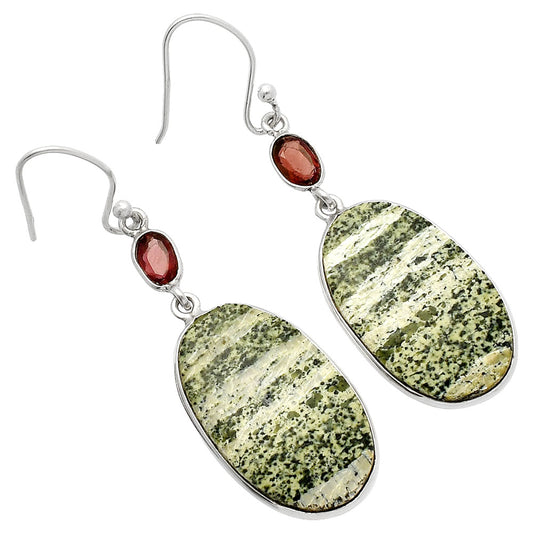 Natural Chrysotile & Garnet Earrings E-1002 SDE82253