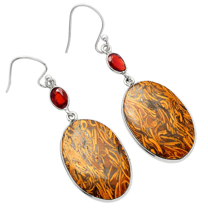 Coquina Fossil Jasper & Garnet Earrings E-1002 SDE82254