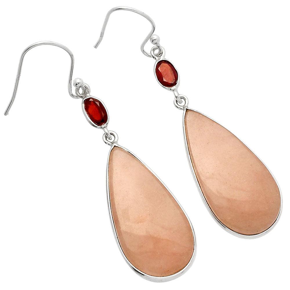 Natural Pink Aventurine & Garnet Earrings E-1002 SDE82256