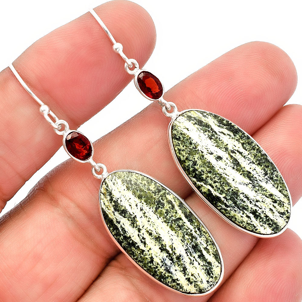 Natural Chrysotile & Garnet Earrings E-1002 SDE82257