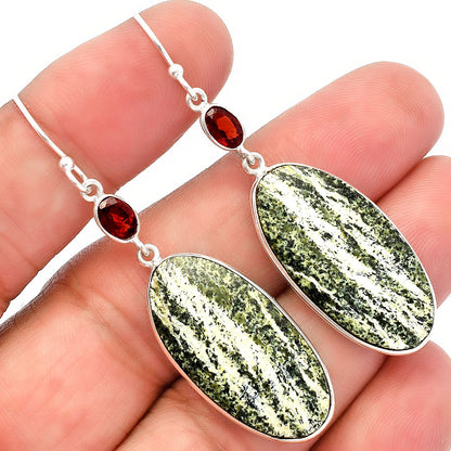 Natural Chrysotile & Garnet Earrings E-1002 SDE82257