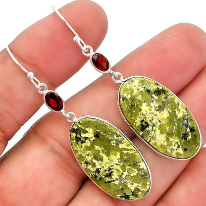 Natural Serpentine & Garnet Earrings E-1002 SDE82259