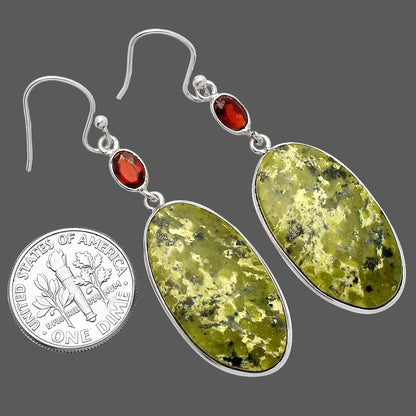 Natural Serpentine & Garnet Earrings E-1002 SDE82259
