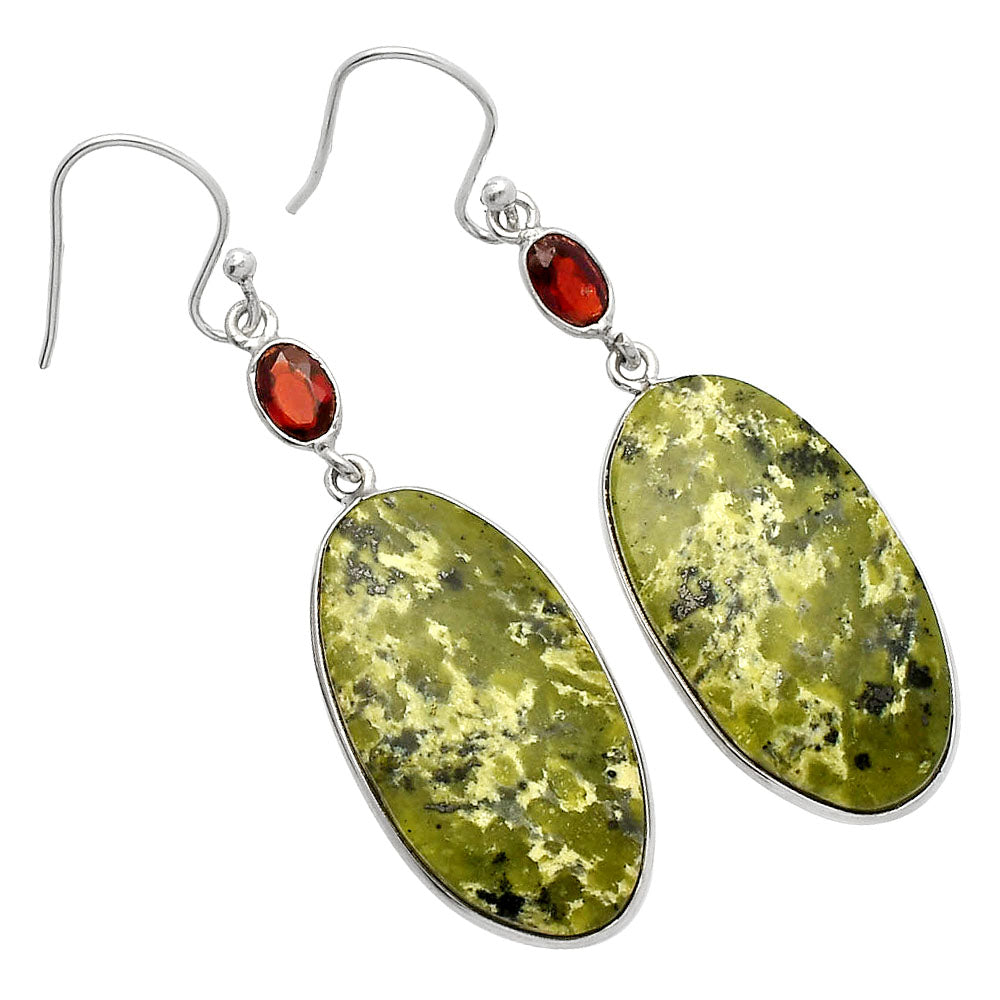 Natural Serpentine & Garnet Earrings E-1002 SDE82259