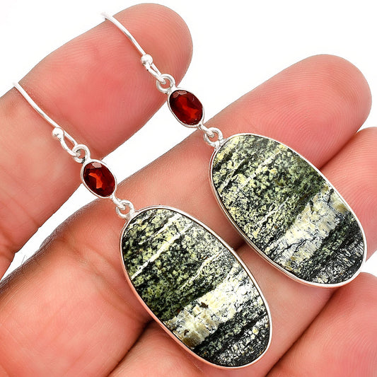 Natural Chrysotile & Garnet Earrings E-1002 SDE82261