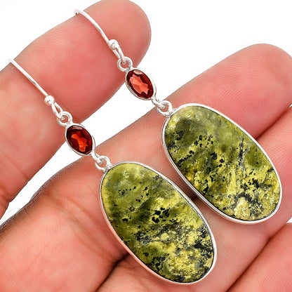 Natural Serpentine & Garnet Earrings E-1002 SDE82265