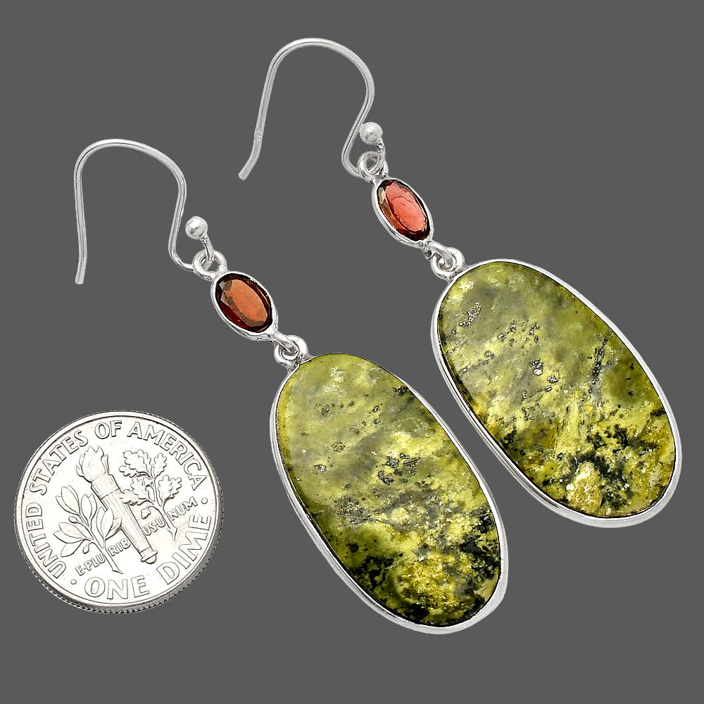 Natural Serpentine & Garnet Earrings E-1002 SDE82265