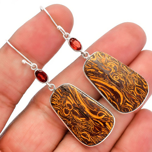 Coquina Fossil Jasper & Garnet Earrings E-1002 SDE82273