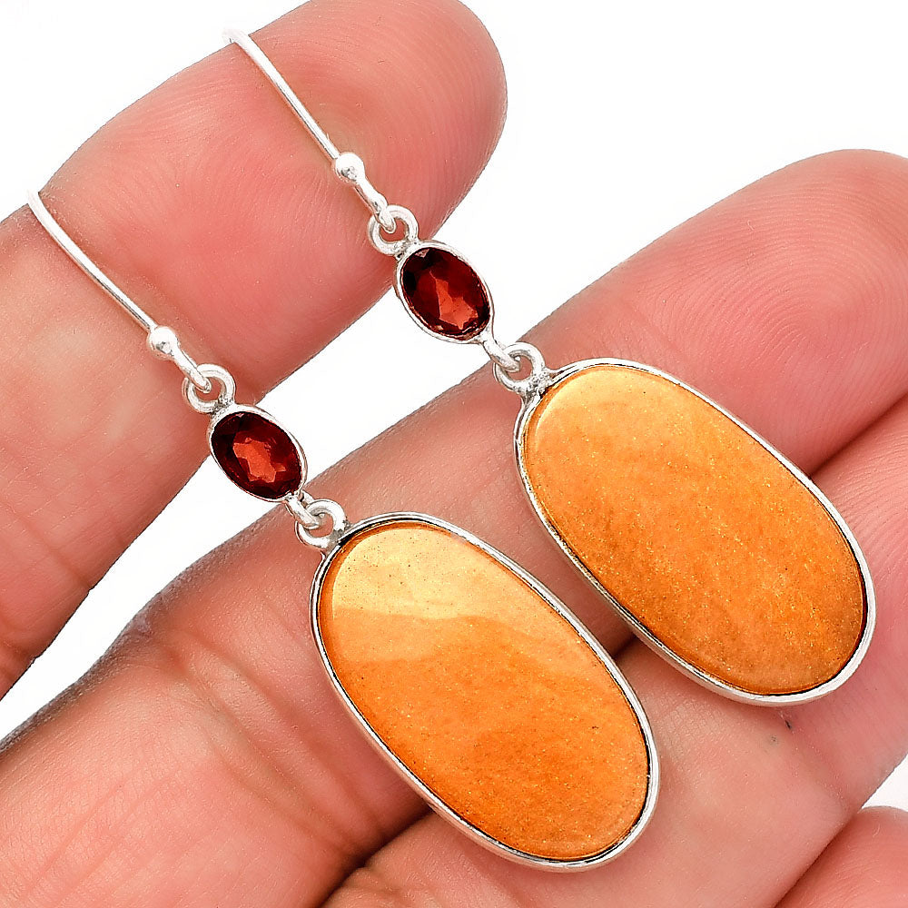 Natural Orange Aventurine & Garnet Earrings E-1002 SDE82278
