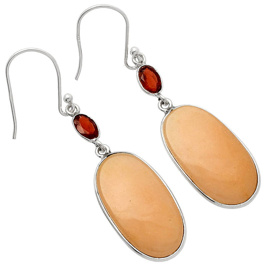 Natural Orange Aventurine & Garnet Earrings E-1002 SDE82278