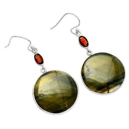 Natural Blue Tiger Eye & Garnet Earrings E-1002 SDE82280