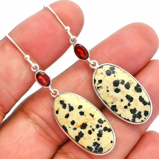 Natural Dalmatian & Garnet Earrings E-1002 SDE82300