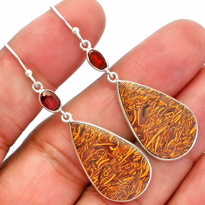 Coquina Fossil Jasper & Garnet Earrings E-1002 SDE82302