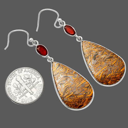 Coquina Fossil Jasper & Garnet Earrings E-1002 SDE82302