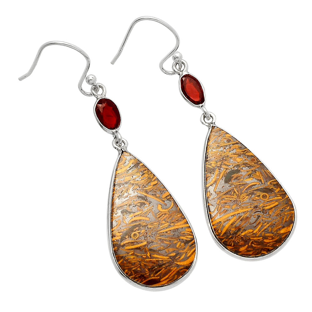 Coquina Fossil Jasper & Garnet Earrings E-1002 SDE82302