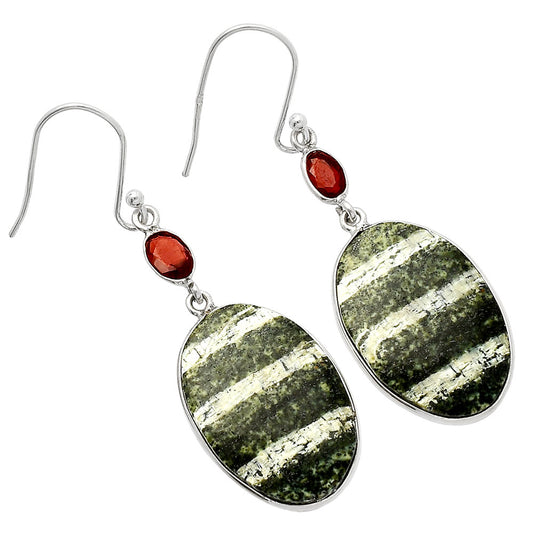 Natural Chrysotile & Garnet Earrings E-1002 SDE82304