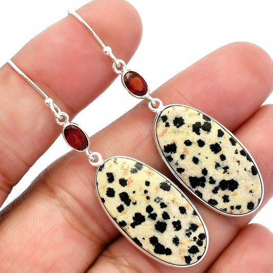 Natural Dalmatian & Garnet Earrings E-1002 SDE82309