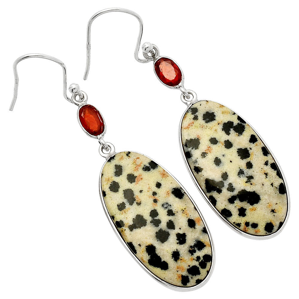 Natural Dalmatian & Garnet Earrings E-1002 SDE82309