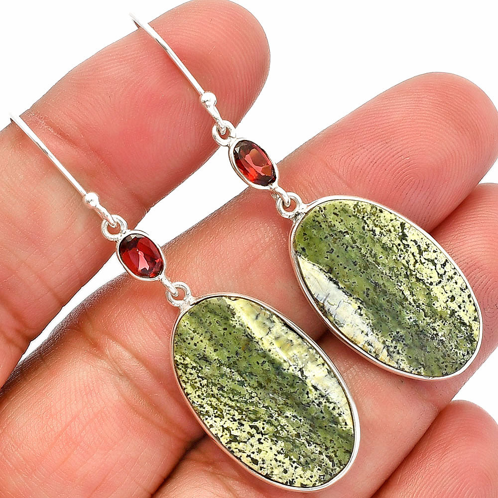 Natural Chrysotile & Garnet Earrings E-1002 SDE82311