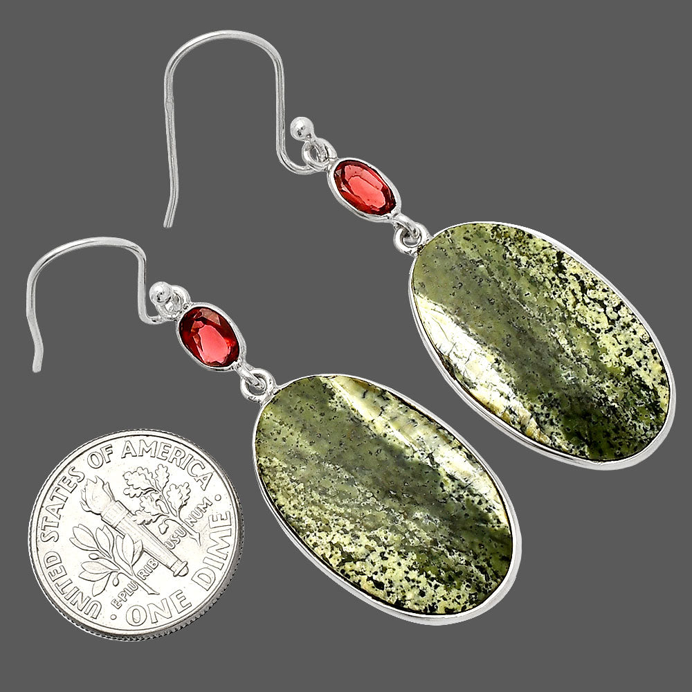 Natural Chrysotile & Garnet Earrings E-1002 SDE82311