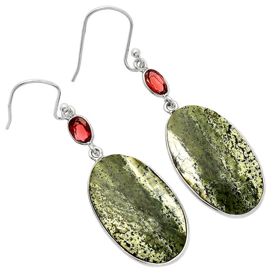 Natural Chrysotile & Garnet Earrings E-1002 SDE82311