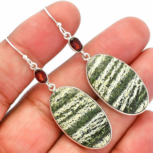 Natural Chrysotile & Garnet Earrings E-1002 SDE82312