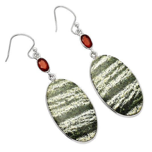Natural Chrysotile & Garnet Earrings E-1002 SDE82312