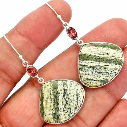 Natural Chrysotile & Garnet Earrings E-1002 SDE82316
