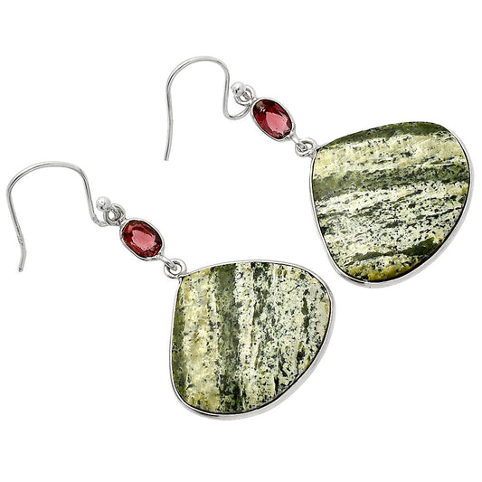 Natural Chrysotile & Garnet Earrings E-1002 SDE82316