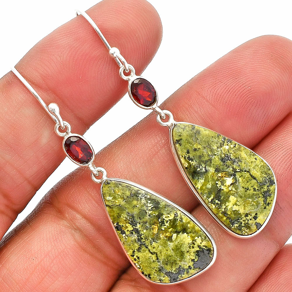 Natural Serpentine & Garnet Earrings E-1002 SDE82318