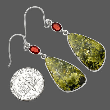 Natural Serpentine & Garnet Earrings E-1002 SDE82318