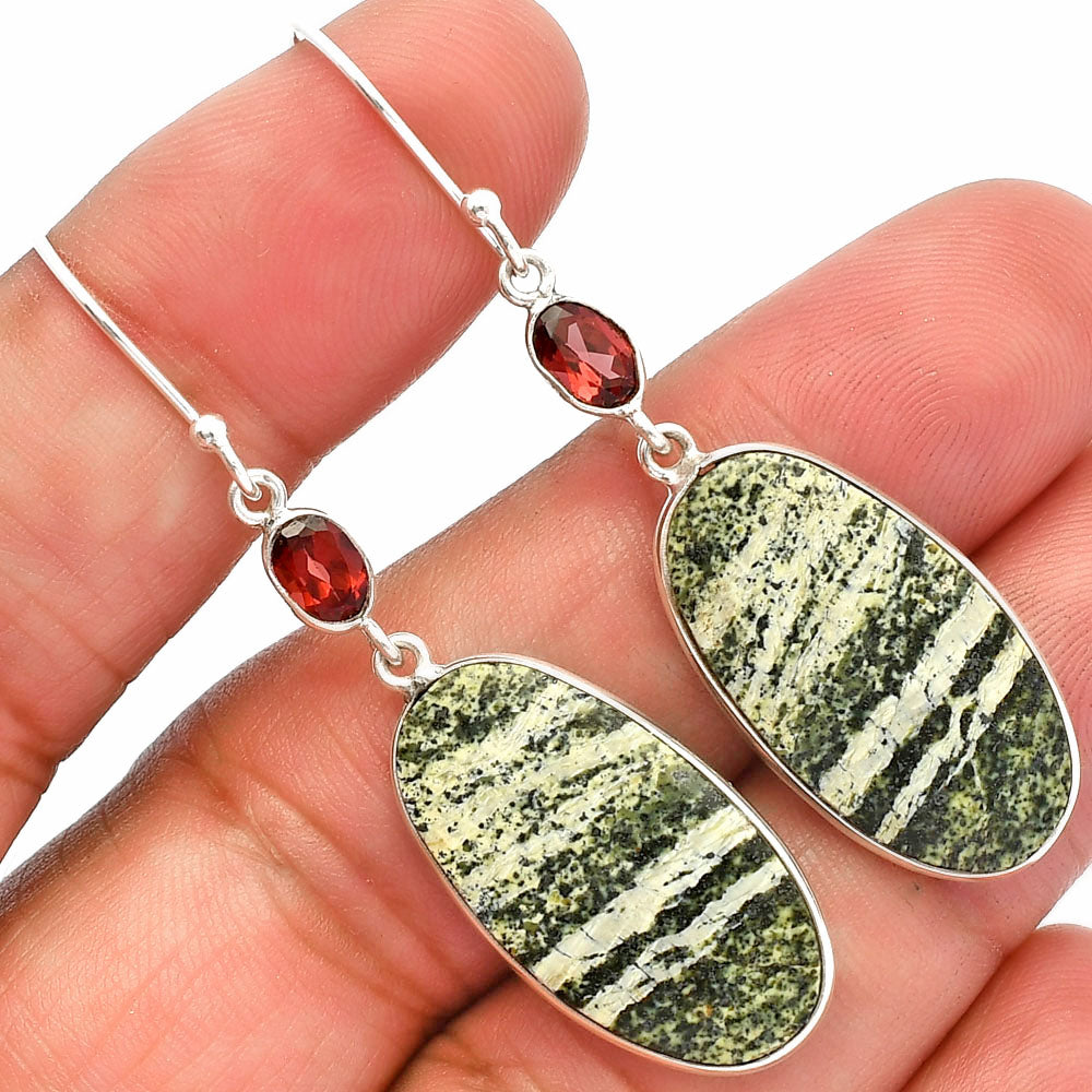 Natural Chrysotile & Garnet Earrings E-1002 SDE82323