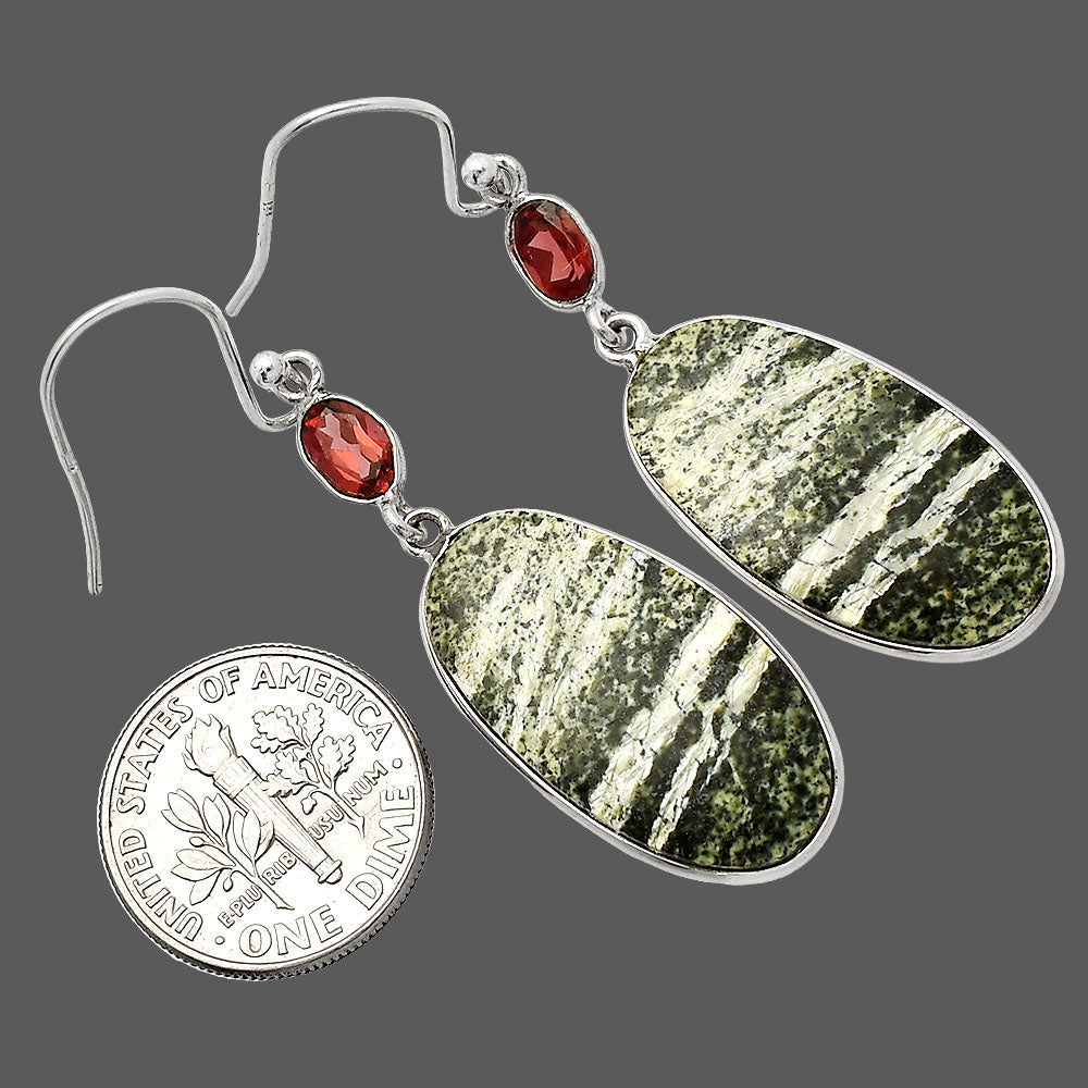 Natural Chrysotile & Garnet Earrings E-1002 SDE82323