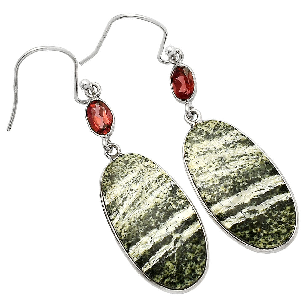 Natural Chrysotile & Garnet Earrings E-1002 SDE82323
